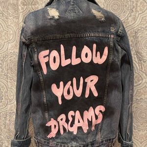 Follow Your Dreams Distressed Denim Jacket